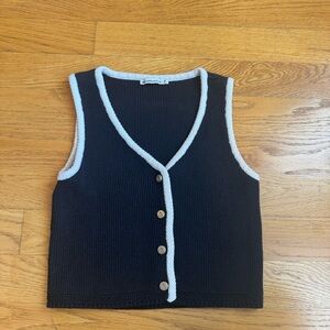 Abercrombie & Fitch Black Vest with Cream Trim